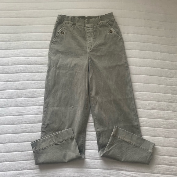 SPANX Light Green Wide Leg Cropped Utility Pants - Picture 2 of 11